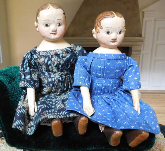 Tiny Reproduction Izannah Walker Dolls with whisps