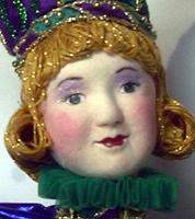 Close up of cloth covered doll face