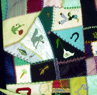 some embroidered flowers animals in wool