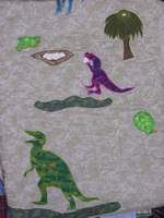 compsagnathus eating eggs and T-rex fighting stegosaurus